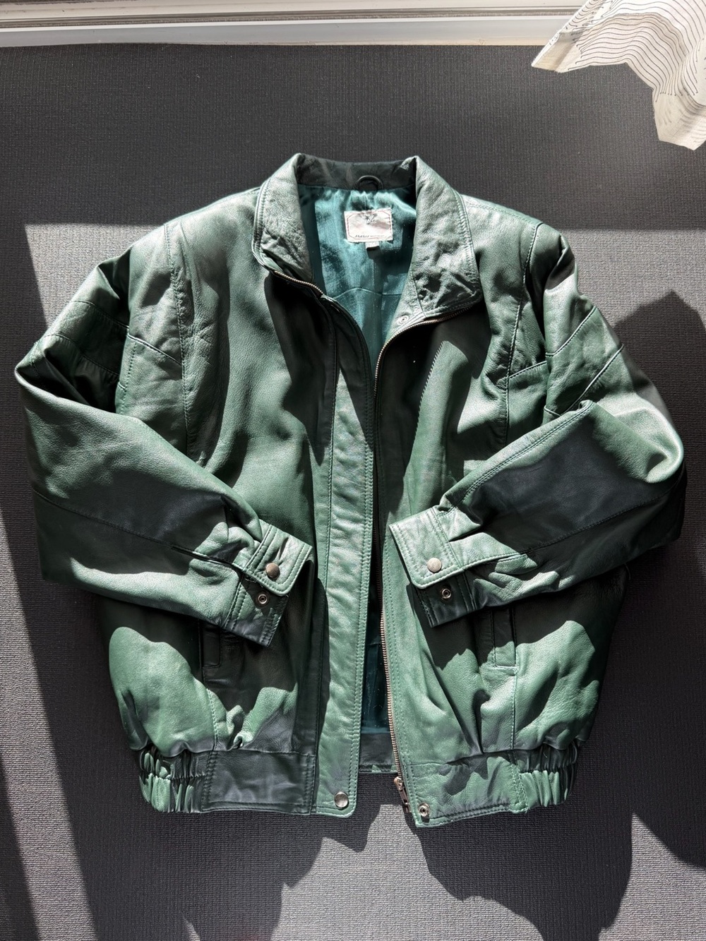 Adler Sovereign Genuine Leather Bomber Jacket Green